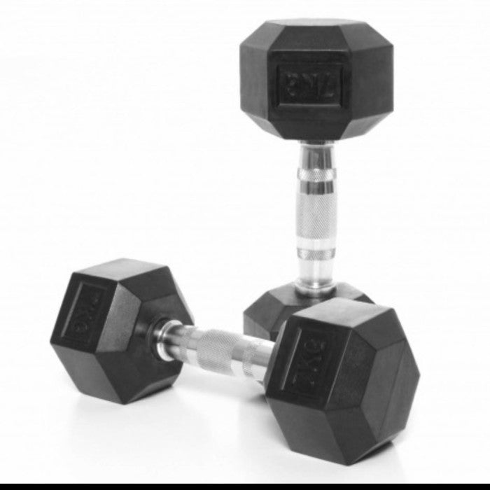 Hexagonal Rubber Dumbbell 2×8kg