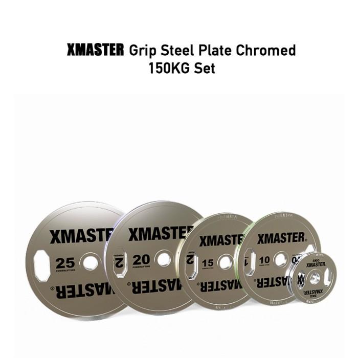 XMASTER Set Bumper Plate CPU 140-150KG Standar IWF IPF CrossFit Powerlifting ROGUE ELEIKO Bahan Bumper & Steel untuk Gym dan Studio Fitness 140KG Set - Steel Ch 150KG