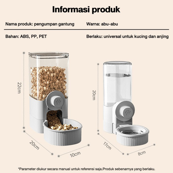 OneTwoFit Tempat Makan Kucing Gantung Pet Food Water Dispenser - Paket kombinasi