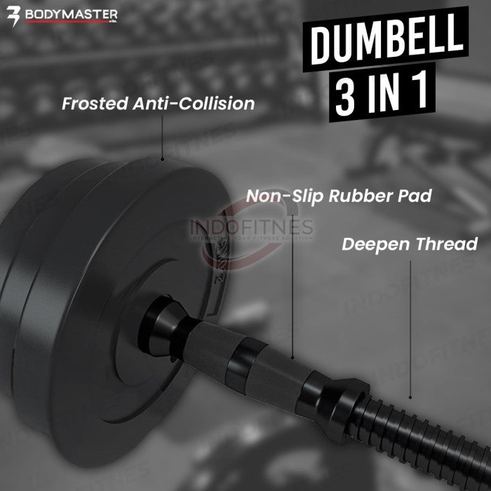 BODYMASTER 40KG BM-A015 Adjustable Dumbell Barbell ABS PVC dumbel - Kettle Handle, BELUM ONGKIR