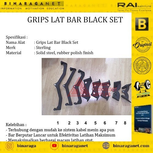 Grip Lat Bar Set Black rubber