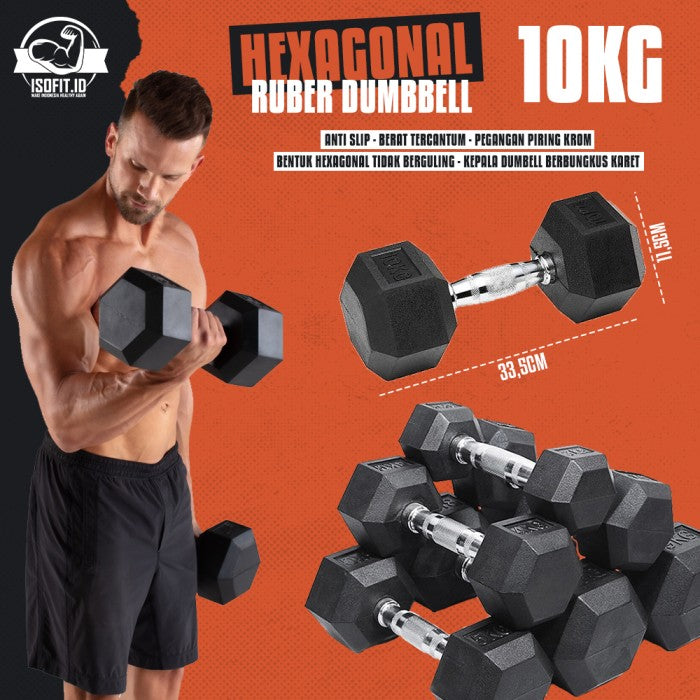 Hex Rubber Dumbell / Barbel Hexagonal Karet - 2,5 KG