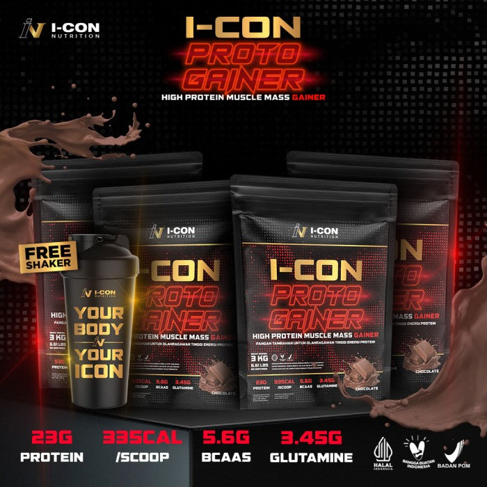 Paket 4 Icon Nutrition Proto Gainer 3 kg - Creamy Coklat