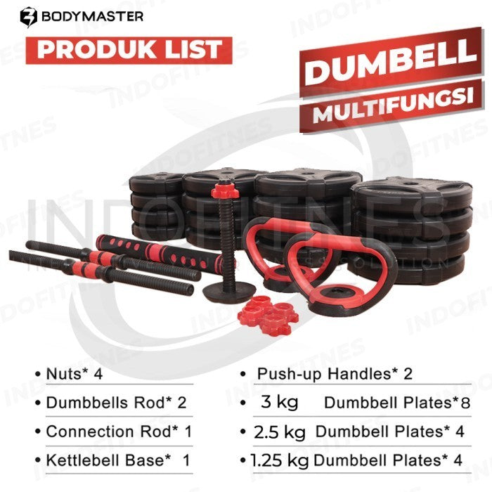 BODYMASTER Premium Adjustable Dumbell 40kg 8in1 A014 Barbel Gym Fitnes - Dumbell 8in1, BELUM ONGKIR