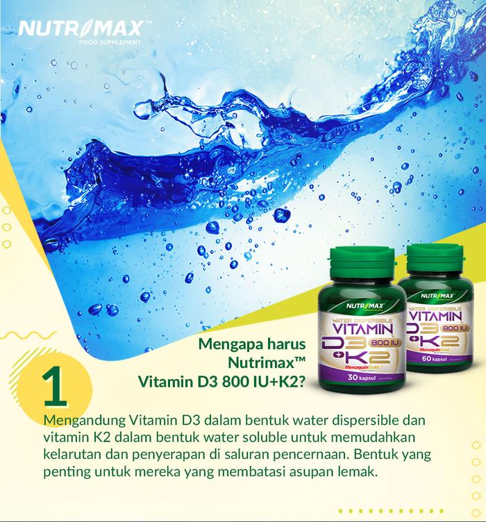 Nutrimax Water Dispersible Vitamin D3 + K2 Kalsium Calcium Kesehatan Tulang Osteoporosis Lansia