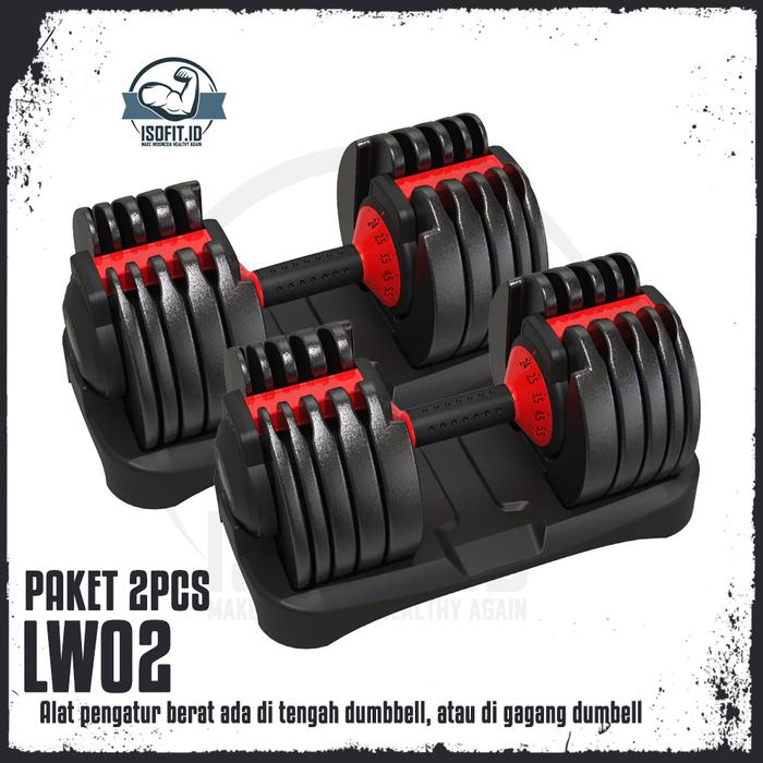 Adjustable Dumbbell Barbell / Alat Fitness Set 2.5 KG - 24 KG [PAKET 2 PCS] - LW-01 (Old)
