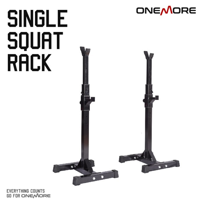 ONE MORE Adjustable Connected Squat Rack Tiang Rak Barbell - SINGLE (HITAM)