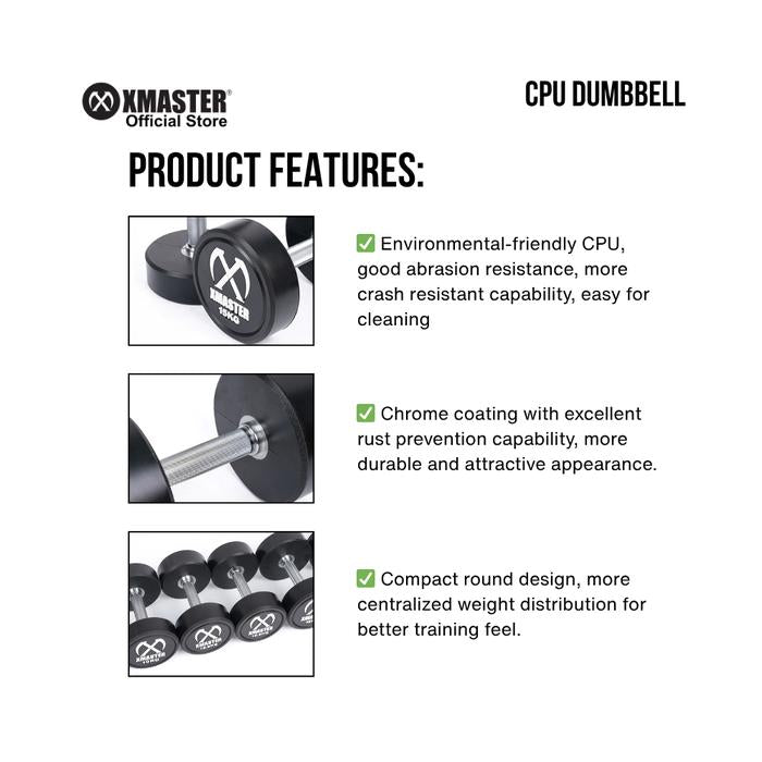 XMASTER CPU Dumbbell 2.5kg-25kg Set + Rack - Round 2,5~25kg