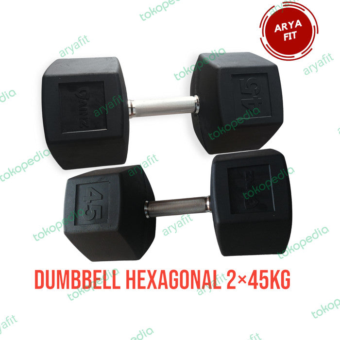 Dumbbell Hexagonal Rubber 2×45kg
