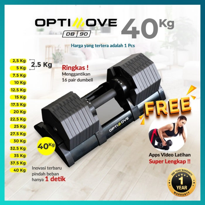 Optimove DB-90 Adjustable Hexa Dumbell Set 20 Kg - 32 Kg - 40 Kg - Rack Only