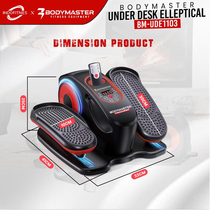 BODYMASTER Under Desk Elliptical Bike Leg Trainer Otomatis Manual Pedal Exerciser Olahraga Kaki 2in1