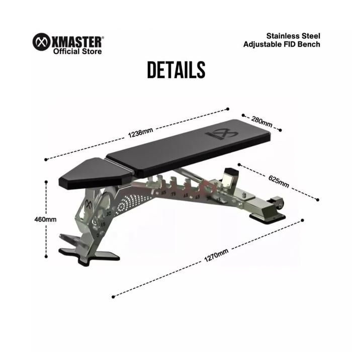 XMASTER  Adjustable Gym Bench Fitness Strength Flat Bench CrossFit Bodybuilding Powerlifting ROGUE - Adjustable Bench Pro