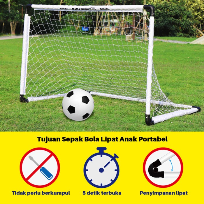 OneTwoFit Gawang sepak bola anak-anak lipat portabel Foot Ball Sport - white 60