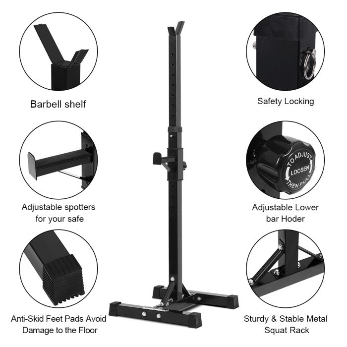 OneTwoFit Barbel Rack Adjustable Squat Rack Independent Weight Lifting