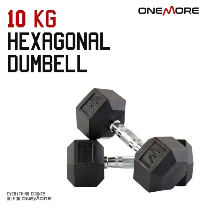 ONE MORE Dumbell Hexagonal 10kg Barbel