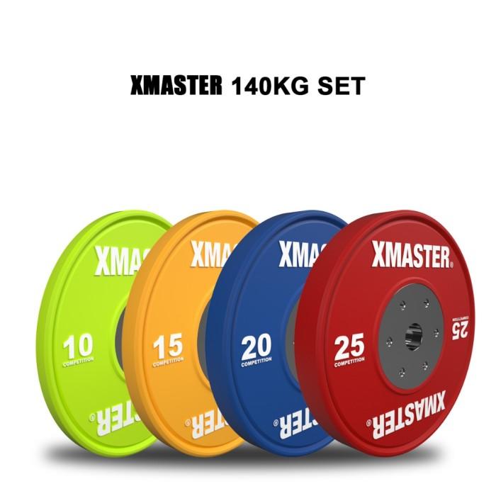 XMASTER Set Bumper Plate CPU 140-150KG Standar IWF IPF CrossFit Powerlifting ROGUE ELEIKO Bahan Bumper & Steel untuk Gym dan Studio Fitness 140KG Set - Steel Ch 150KG