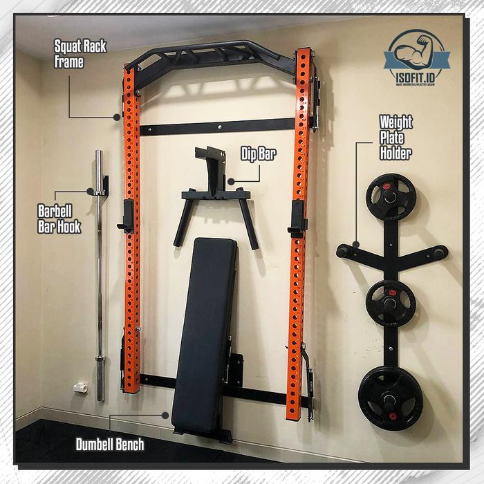 Foldable Pull Up & Squat Rack Climbing Frame / Multifunction Wall Mounted Squat Rack / Squat Rack Lipat Minimalis - HFCR03 DIP BAR