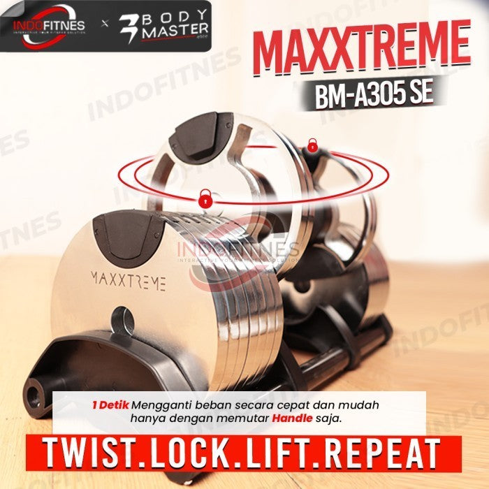 BODYMASTER MAXXTREME 32KG SE Limited Adjustable Dumbell Barbel NuoBell - MAXXTREME 1PC, TOPED
