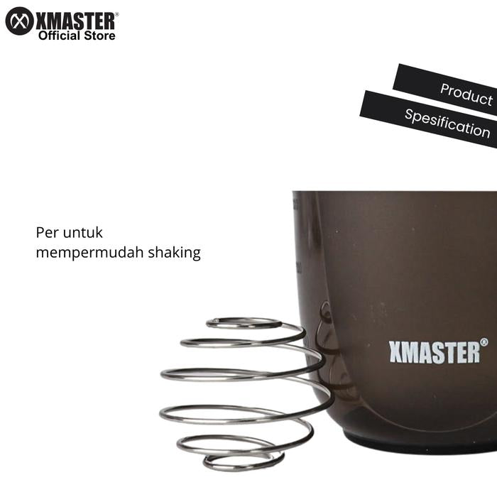 XMASTER 500ml Shaker Bottle Protein with Stainless Steel Whisk Ball 100% Leak Proof ROGUE Portable Botol - PP White