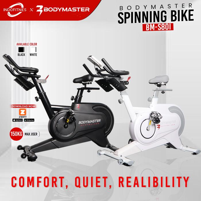 BODYMASTER Spinning Bike S80i Smart Maxtrainer, sepeda statis cardio alat fitness - Putih