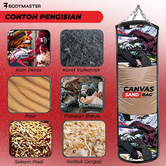 BODYMASTER Samsak Tinju BM-E032 - Sandsack Boxing Bag Canvas Muaythai - 100CM