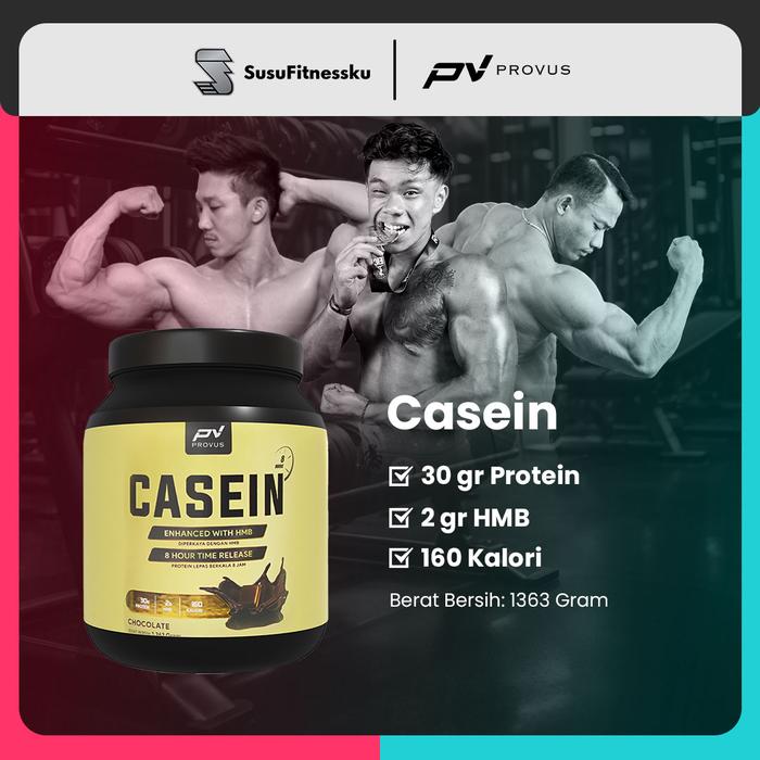 Provus Casein 3Lb dengan HMB Suplemen Olahraga - Coklat, Shaker