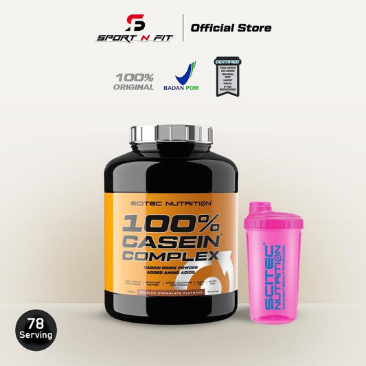 Scitec Nutrition - 100% CASEIN COMPLEX PROTEIN 2350 Gram - Belgian Coklat, Shaker