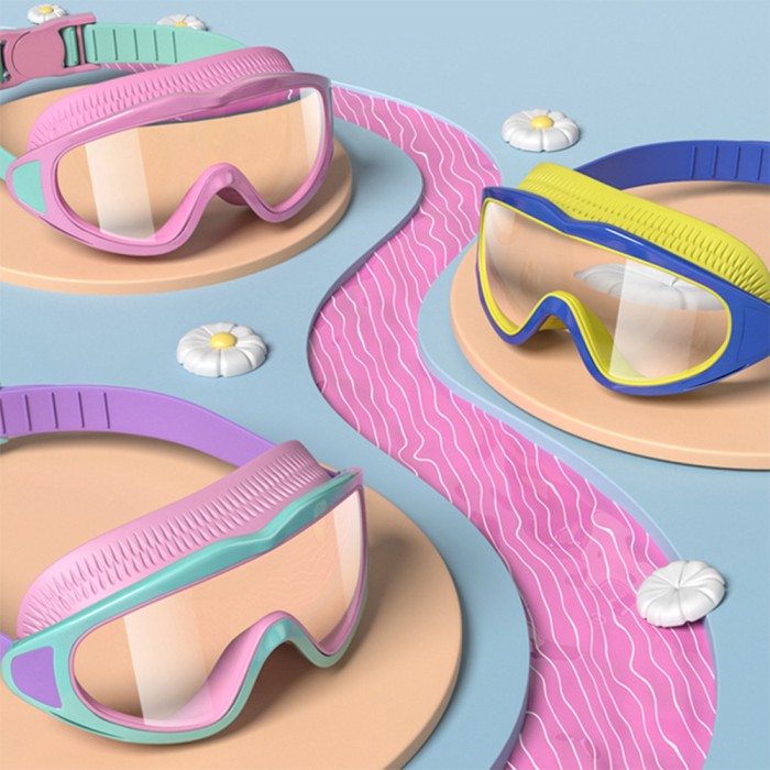 OneTwoFit Kacamata Renang Anak Colorfull Swimming Goggles Big Frame - makaron