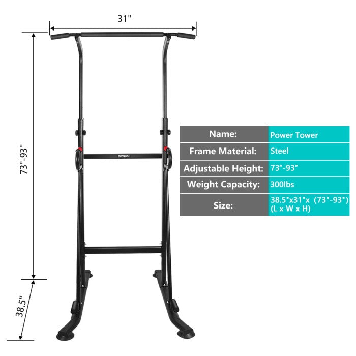 OneTwoFit Multi-Function Power Tower,Adjustable Height Pull up Station