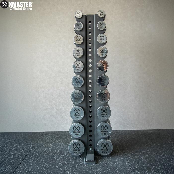 XMASTER Dumbbell Set Lengkap 1-10 Kg with Rack - Dumbbell Gym Stainless Steel Alat Fitness Home Gym & Komersial untuk Otot