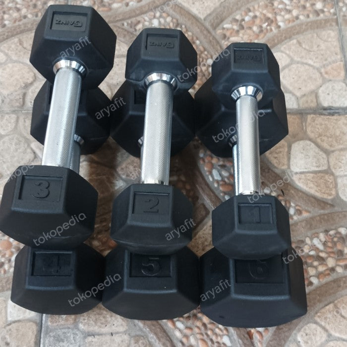 Hexagonal Rubber Dumbbell 1kg-5kg | 5 Pair
