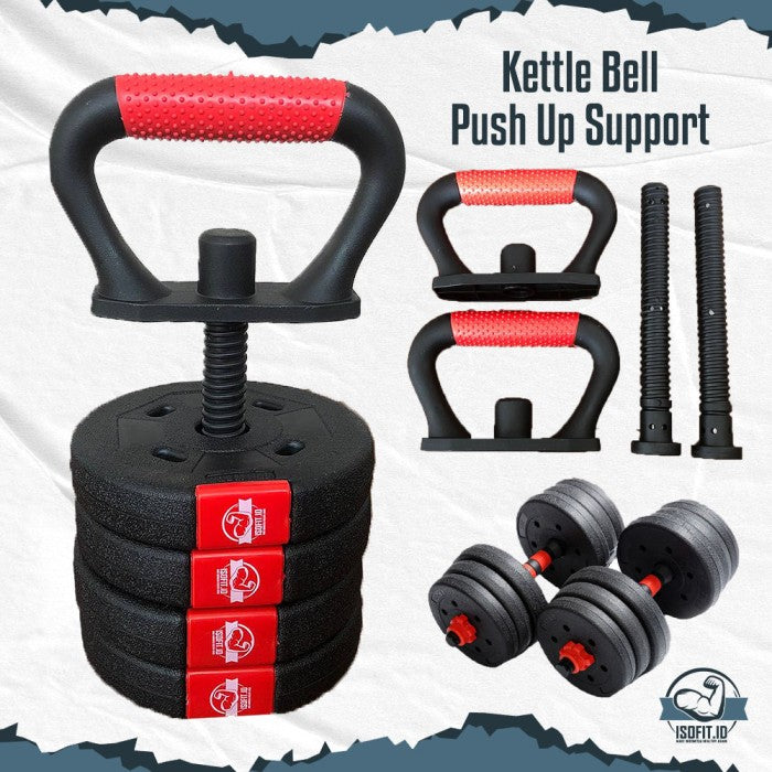 DUMBELL SET ROUND / Barbel / Alat Angkat Beban/ Alat Fitness - 2 IN 1 - 10KG