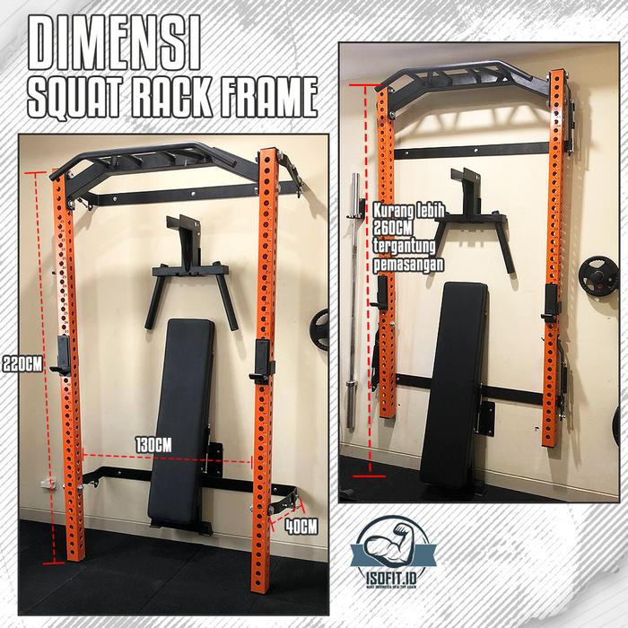 Foldable Pull Up & Squat Rack Climbing Frame / Multifunction Wall Mounted Squat Rack / Squat Rack Lipat Minimalis - HFCR03 DIP BAR