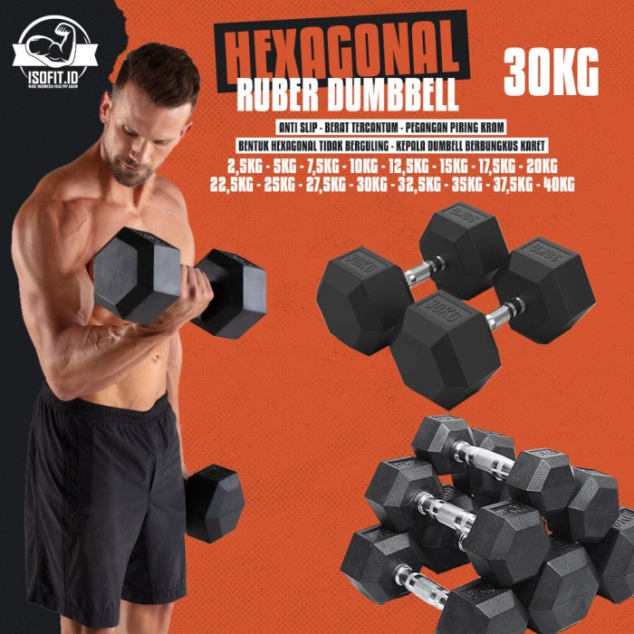Hex Rubber Dumbell / Barbel Hexagonal Karet - 2,5 KG