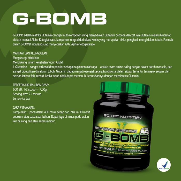 Scitec Nutrition - G^BOMB GLUTAMINE 500Gram - Ice tea, Tanpa bonus