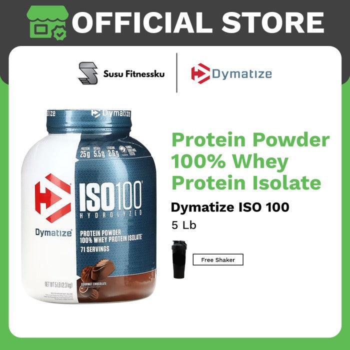 Dymatize Iso 100 5 Lb Hydrolized Whey Protein Isolate - Coklat, Bonus Shaker