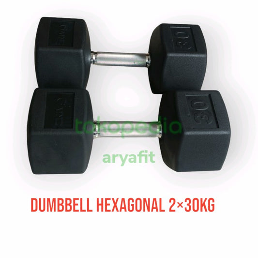Hexagonal Rubber Dumbbell 2×30kg