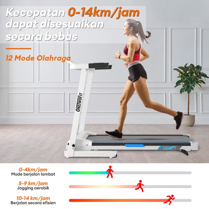 OneTwoFit Treadmill Listrik 2.5HP Treadmill Cerdas Treadmill Rumah With Bluetooth Speaker+Mobile Sports APP