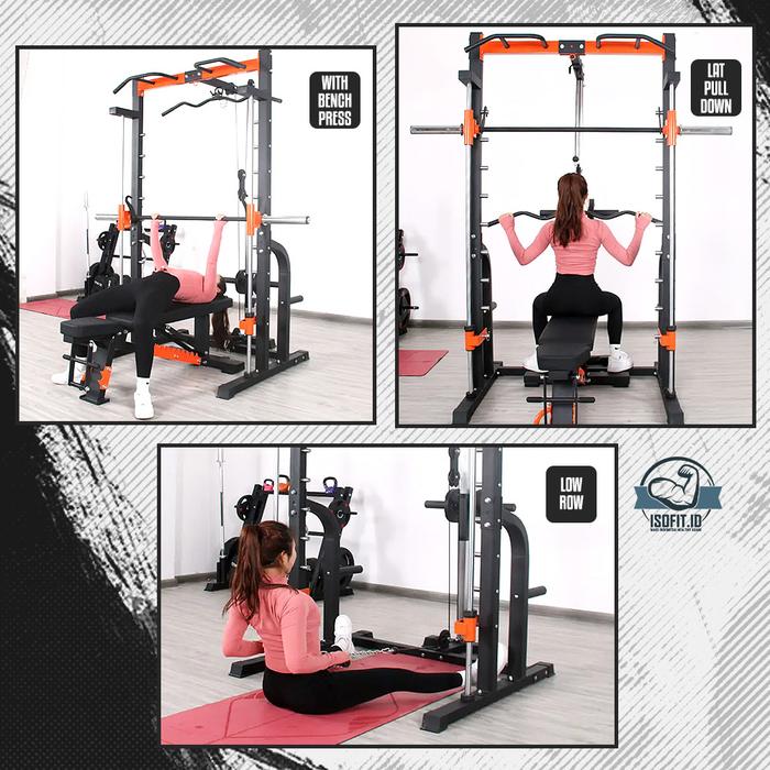 Multifunctional Small Smith Machine Trainer / Squat Power Rack Bench Press Cable SD-5715FK8