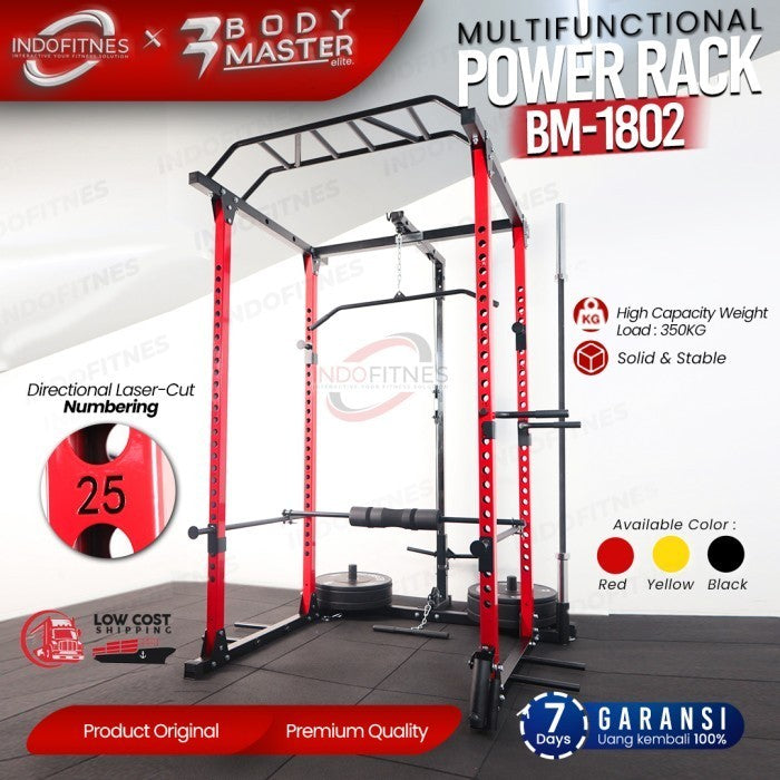BODYMASTER Power Rack BM-1801 - Home Gym Power Cage Bench Press Squat - LANDMINE + TBAR, KURIR TOPED