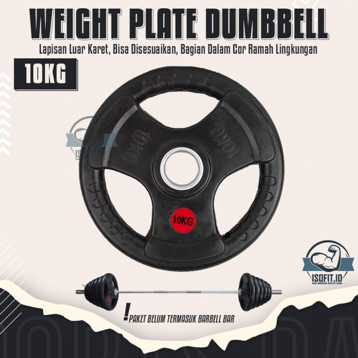 3-Grip Rubberized Weight Plate Barbel / Plat Pemberat Barbel - 2,5KG