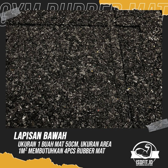 QX01 Black Gym Rubber Floor Mat / Karpet Lantai Karet 2,5CM