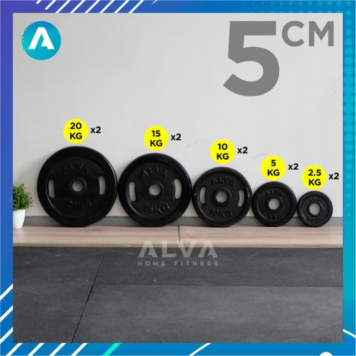 [5CM] Plat Beban Barbell - Weight Plate set - 2.5Kg 5Kg 10Kg 15Kg 20Kg