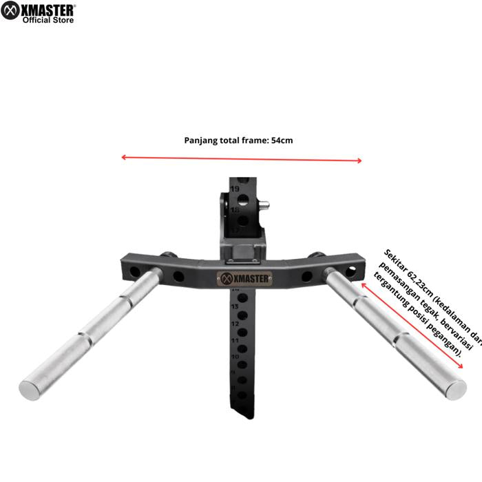 XMASTER Dip Bar Attachment Power Rack – Alat Bodyweight Training & Latihan Dada - Chrome