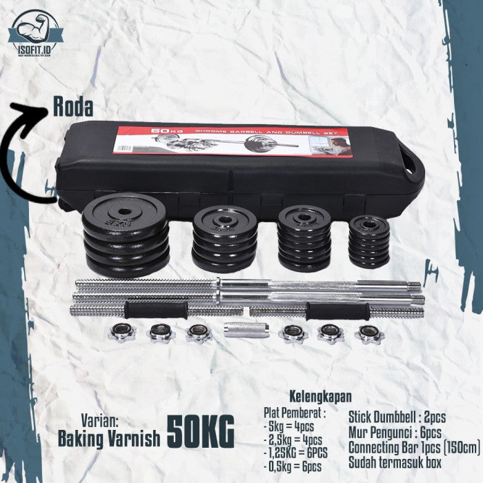 DUMBELL SET CHROME / Barbel / Alat Angkat Beban with BOX - Electoplat 15KG