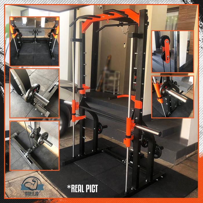 Multifunctional Small Smith Machine Trainer / Squat Power Rack Bench Press Cable SD-5715FK8