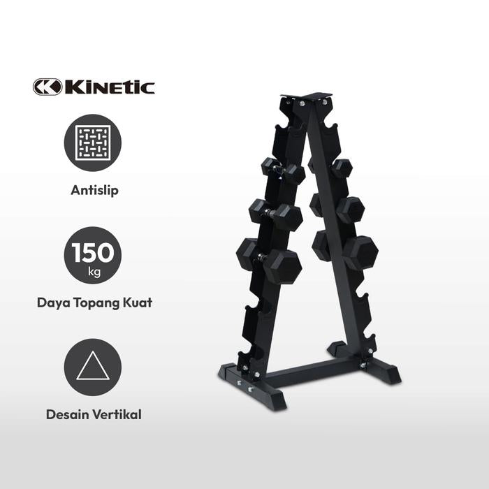 KINETIC RAK DUMMBELL TRIANGLE 6 PAIR - HITAM/ABU-ABU