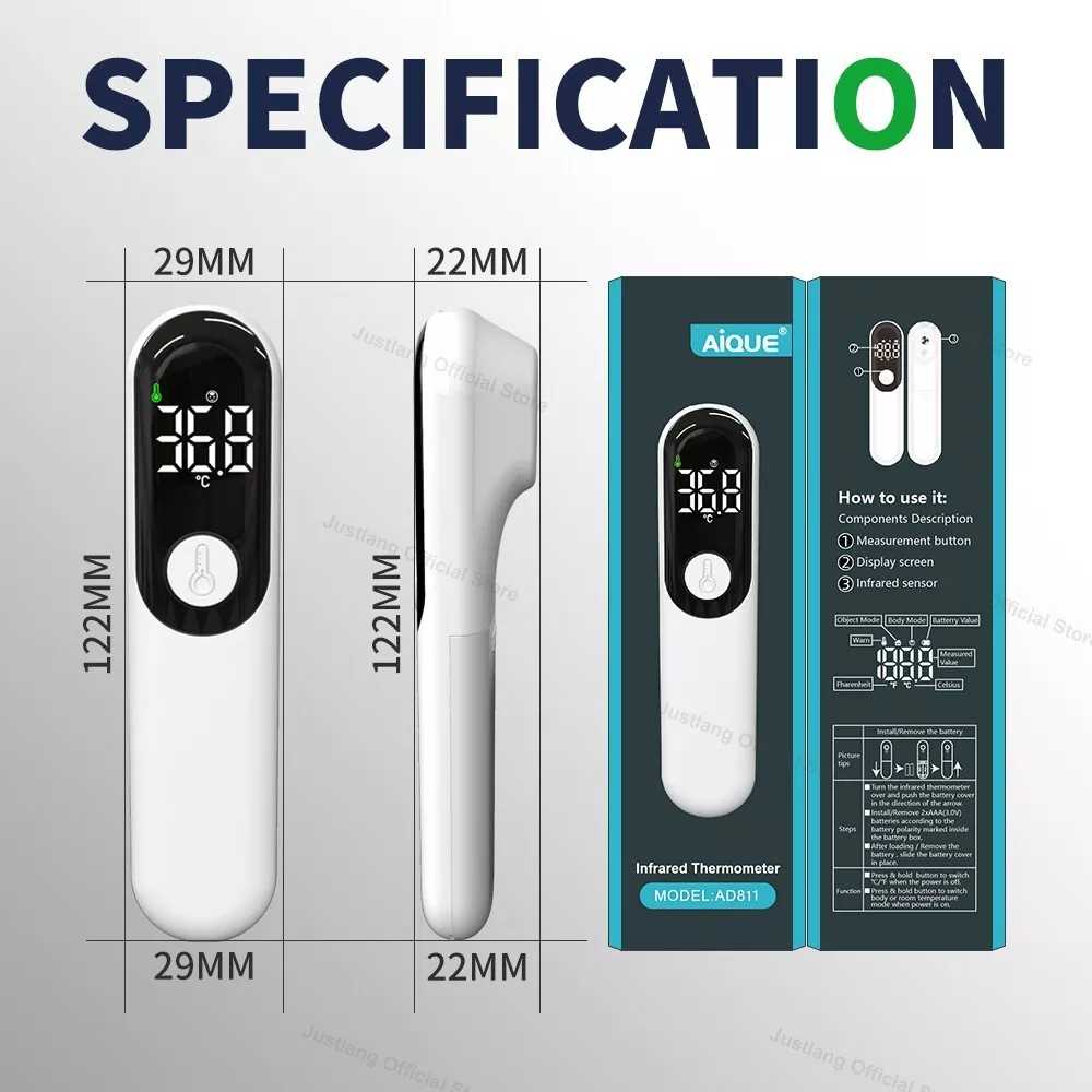 AIQUE Termometer Suhu Badan Digital Thermogun Infrared Dual Mode - AD811