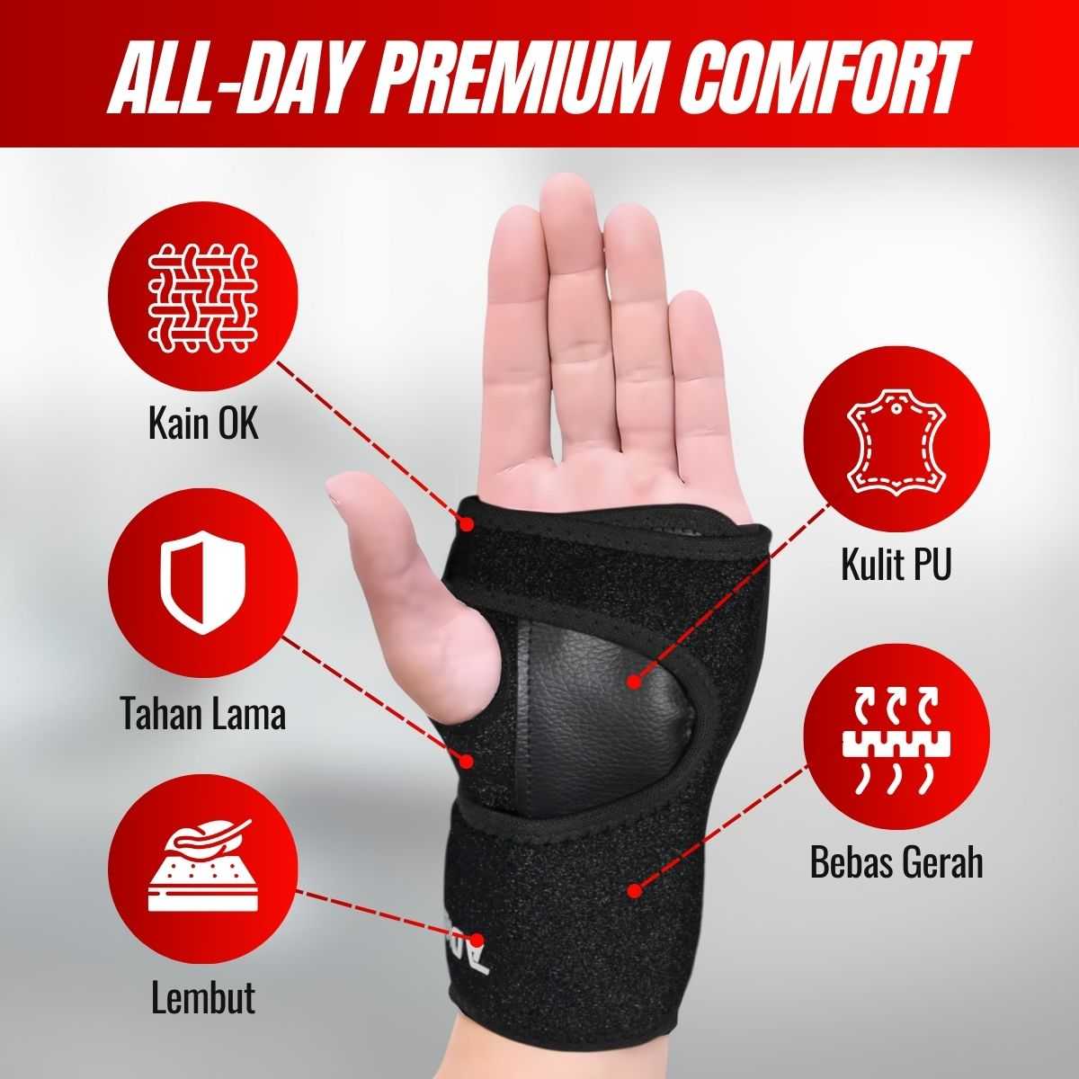 AOLIKES Pelindung Pergelangan Tangan Adjustable Wrist Protector 1 PCS - A-1676