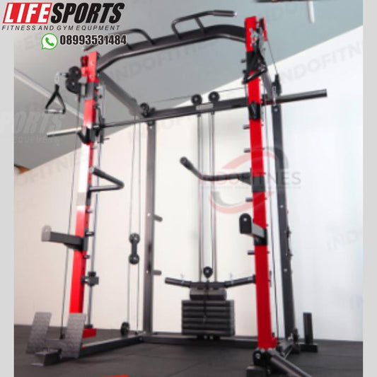 Smith Machine BM-2070 - Power Rack Functional- Bar+Rubber80kg - alat saja
